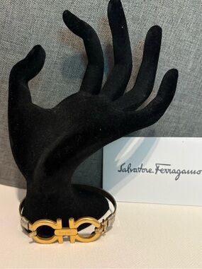 Authentic Salvatore Ferragamo charm set on unbranded bangle bracelet
